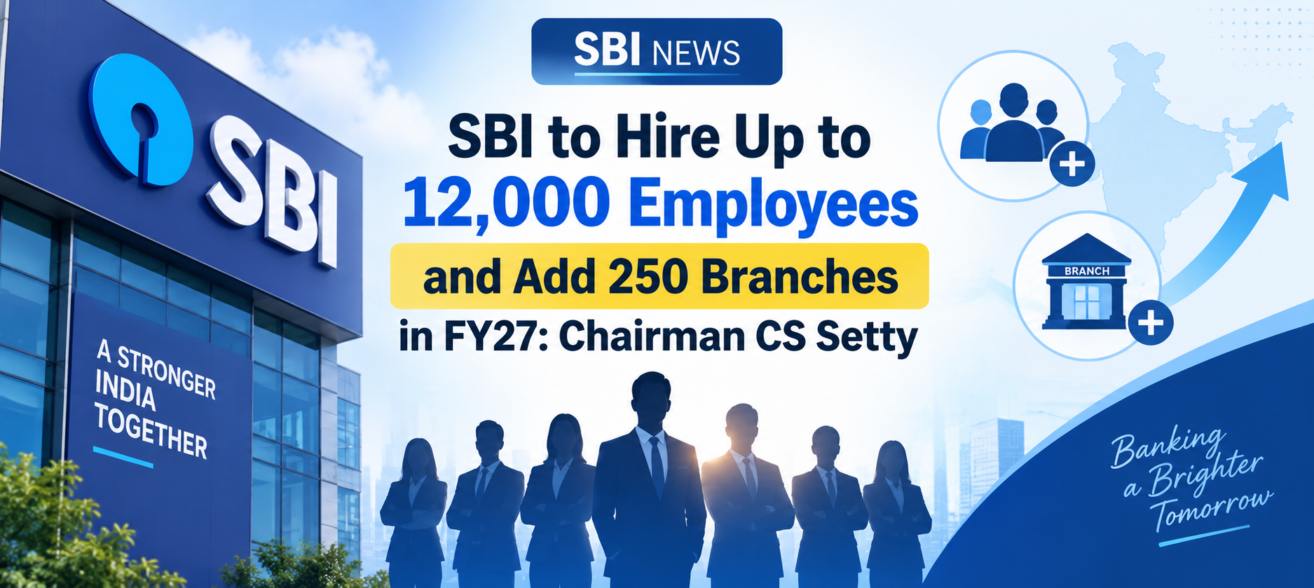 SBI to hire up to 12,000 employees and add 250 branches in FY27